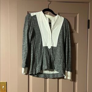 J. Crew White and gray cotton shirt